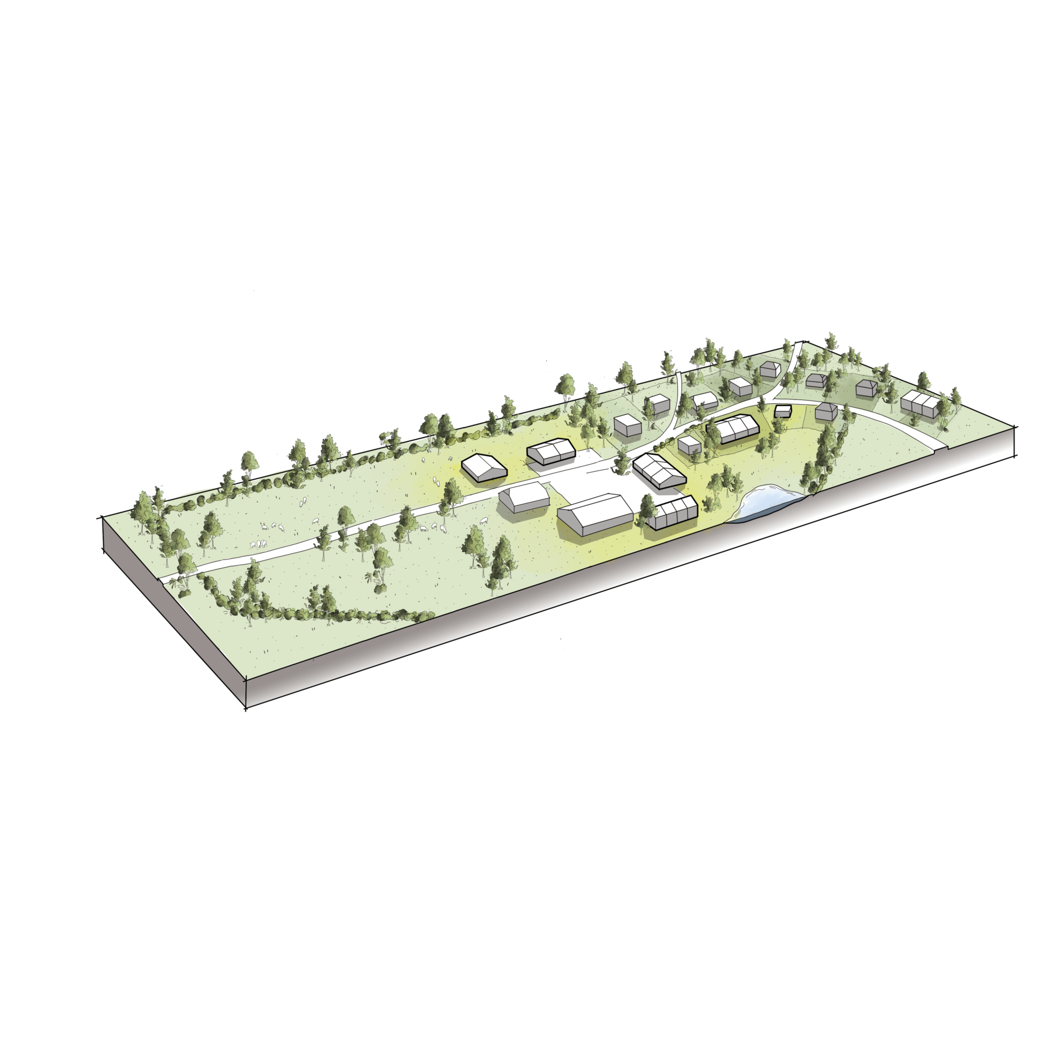 Diagram schets bouwen aan de rand in de nieuwe situatie
