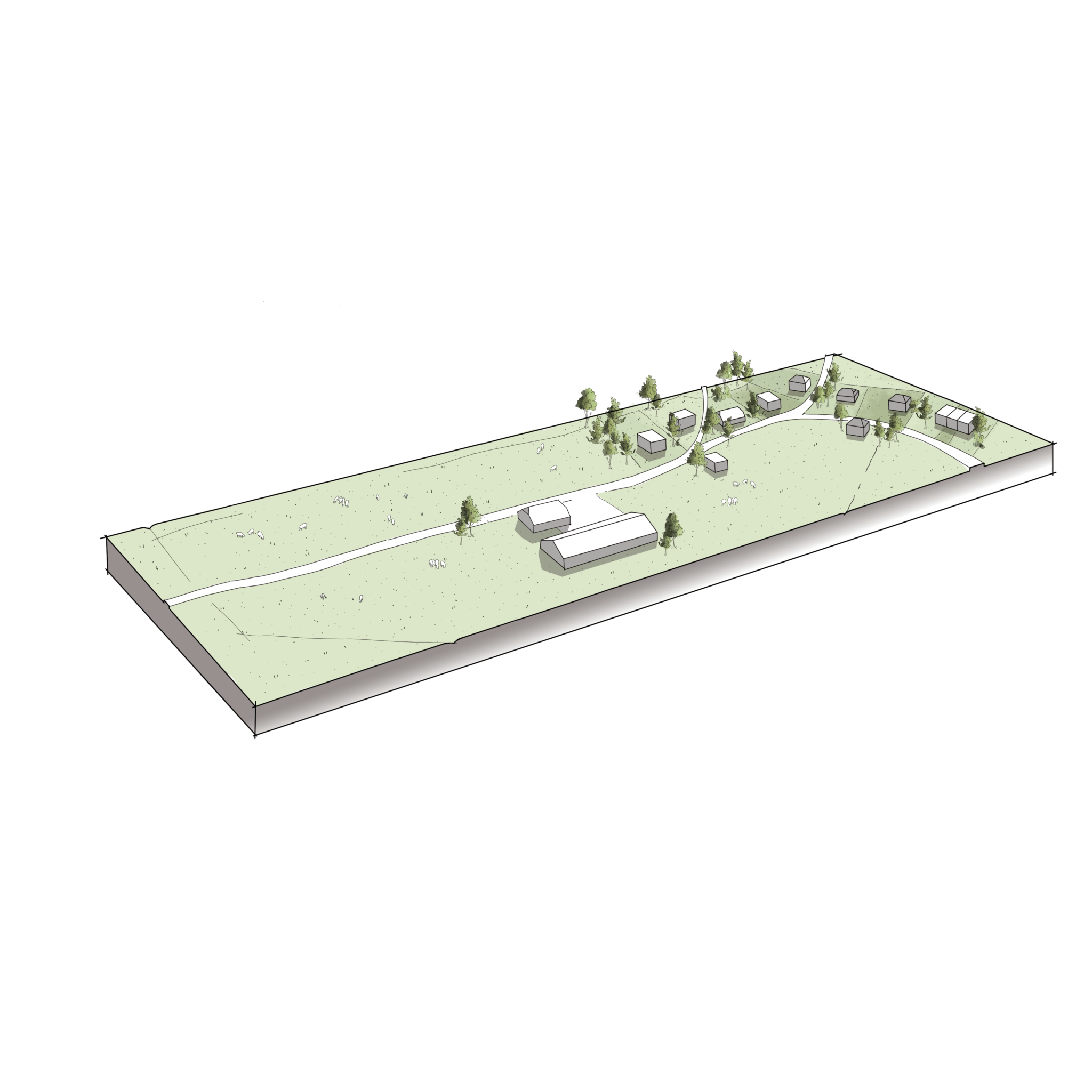 Diagram schets bouwen aan de rand in de huidige situatie