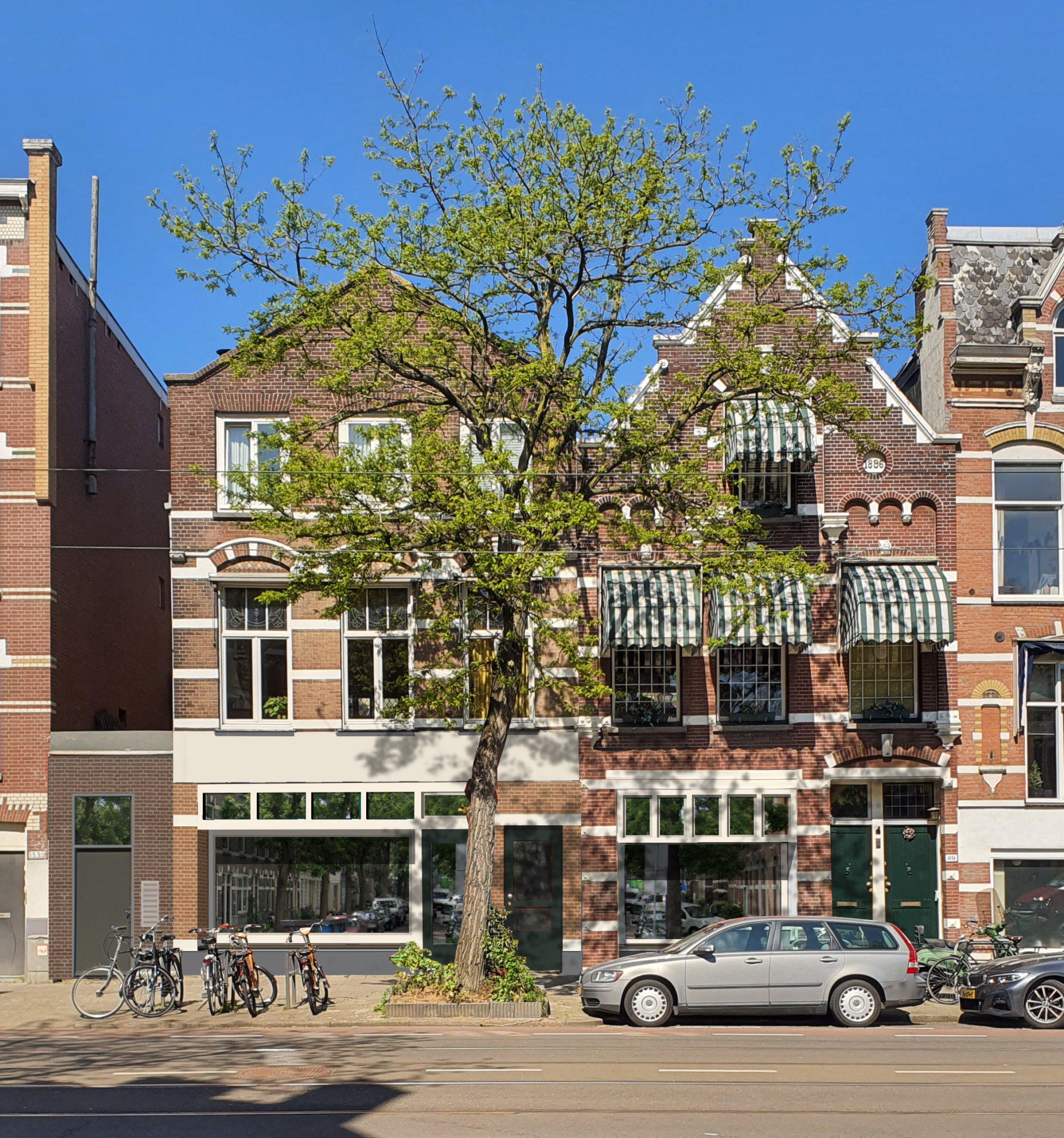 Gevelaanzicht nieuwe situatie van de bergweg