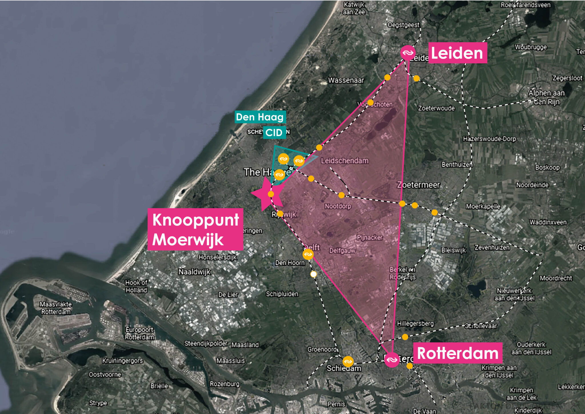 Een kaart van Moerwijk als strategische locatie in de regio