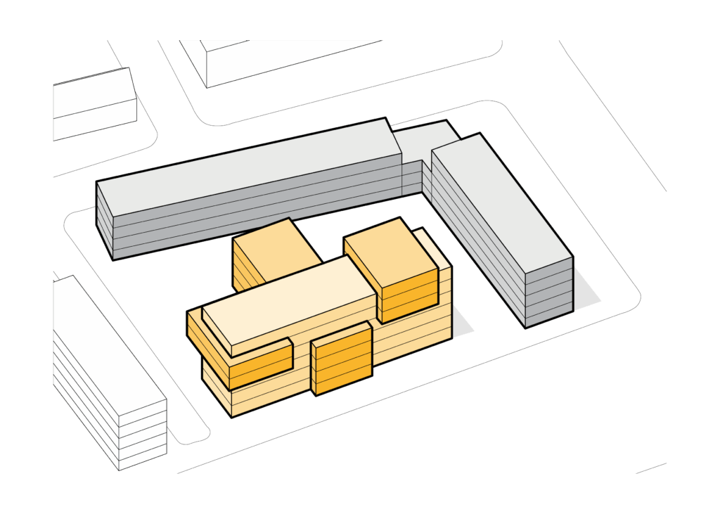 Variant B 'Strook met speelse koppen' axonometrie